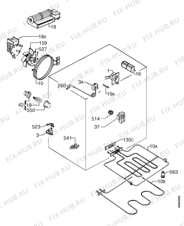 Взрыв-схема плиты (духовки) Zanussi ZBC741W - Схема узла Electrical equipment 268